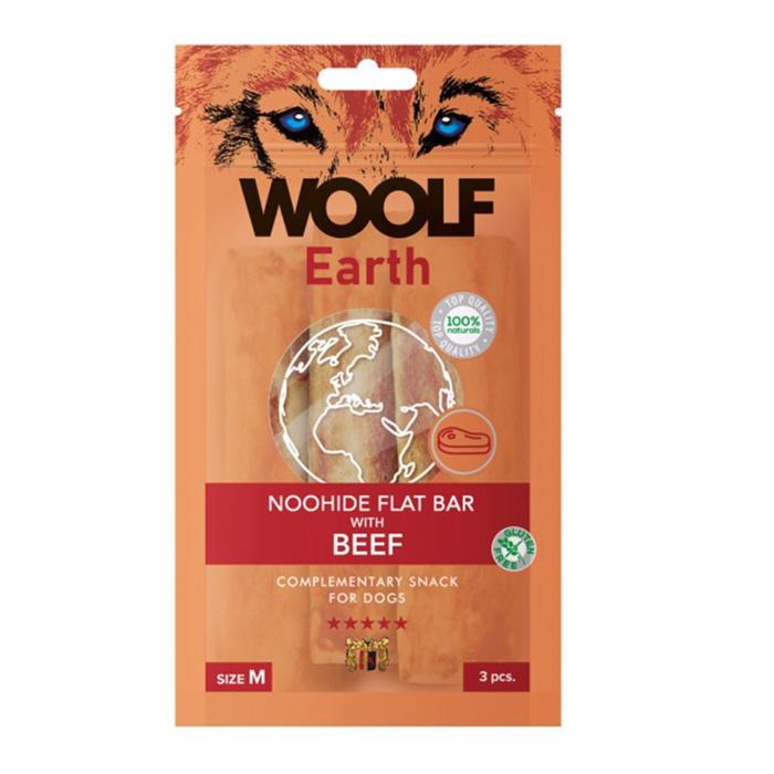 Woolf Earth NooHide FlatBar Nötkött Naturligt tuggummi MEDIUM 3st