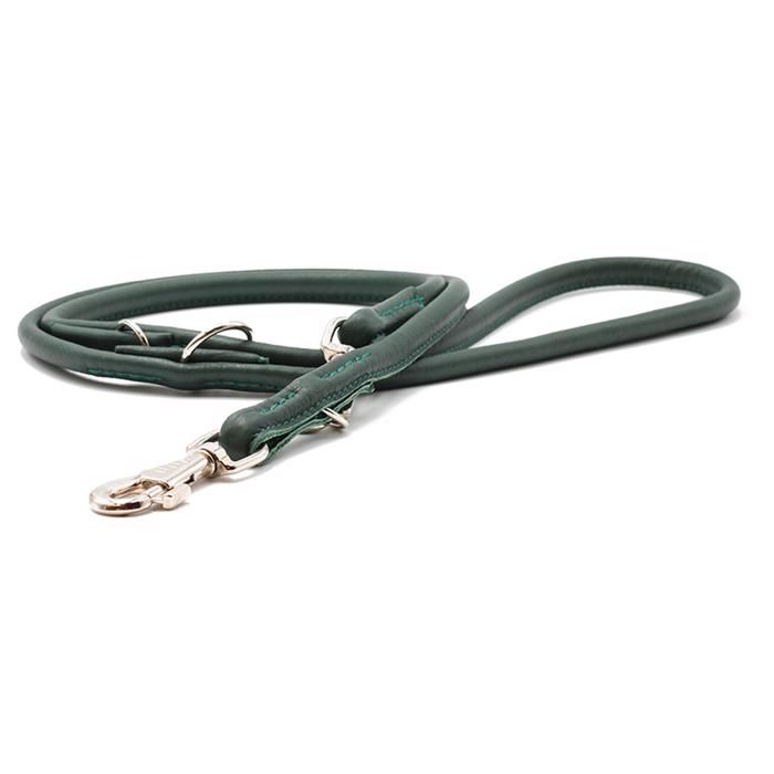 Deluxe Handgjord Rundläderkoppel Justerbar Chrome & Octan Grön 200cm