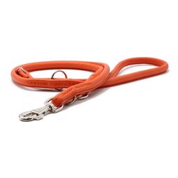 Deluxe Handgjord Rund Läderlinje Justerbar Krom & Orange 200cm