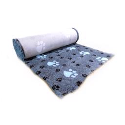 ProFleece Vet Bed Underlag Design BigPaw Grå Med Ljusblå Svarta Tassar