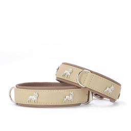 Läderhalsband DeLuxe Handgjord French Bulldog Cream