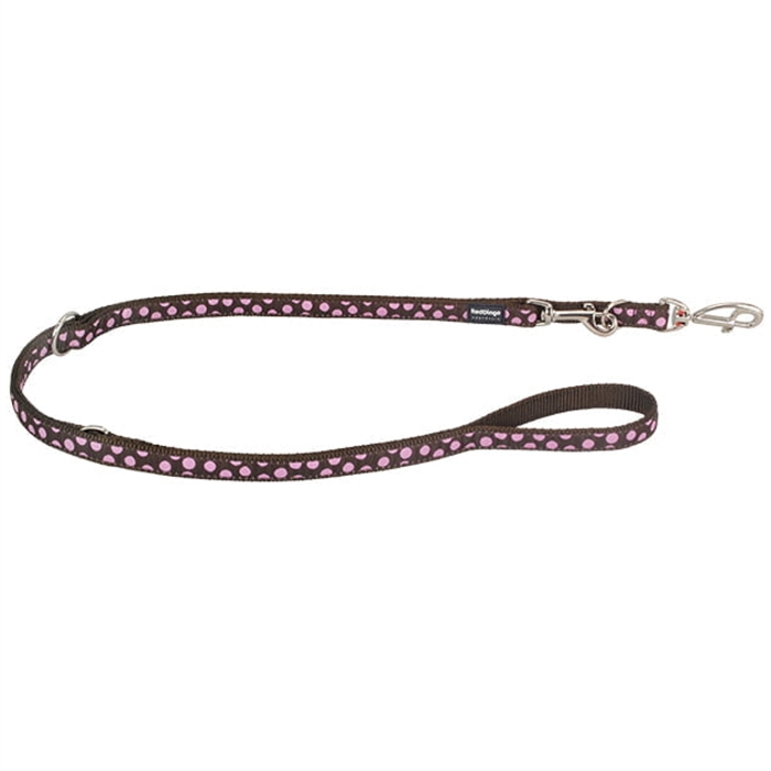 Röd Dingo Classic Hundkoppel Brun med rosa prickar