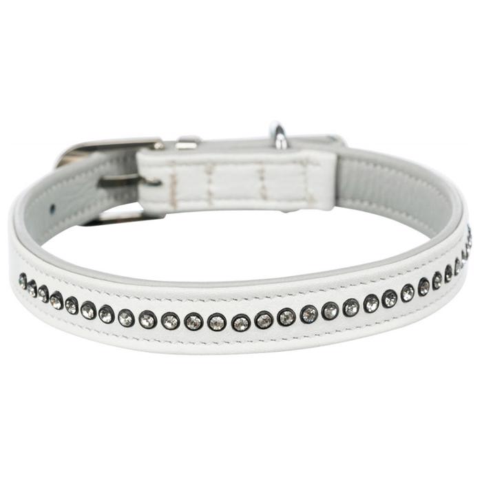 Trixie Active Comfort Läderhalsband med Rhinestone i Vit