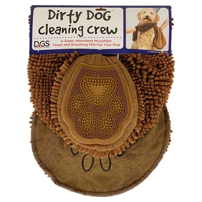DGS Dirty Dog Cleaning Crew Hundhandduk & Handske BRUN