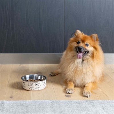 Flamingo Jappie Hundskål Beige med Hundmotiv