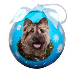 Juldekoration Julboll med Cairn Terrier på blå boll