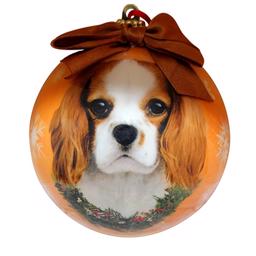 Julprydnad Julboll med Cavalier King Charles på orange boll