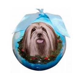 Juldekoration Julboll med Lhasa Apso på blå boll