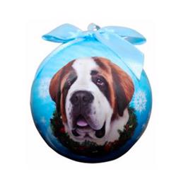 Julprydnad Julboll med Saint Bernard Dog på blå boll
