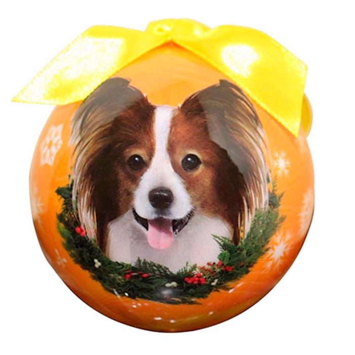 Christmas Ornament Julgranskula Med Papillon på Orange Kula