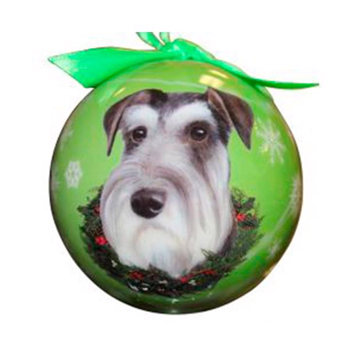Christmas Ornament Julgranskula Med Schnauzer på Blå Kula