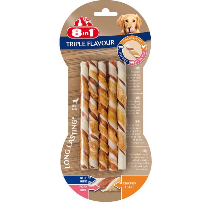 8in1 Triple Flavour Twists Sticks Healthy Chews 10 st