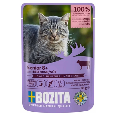 Bozita Feline Bitar i Sås För Seniorkatten med Nötkött 85g