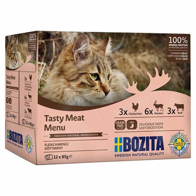 Bozita Feline Tasty Meat Menu Bitar i Gelé MIXBOX 12x85g