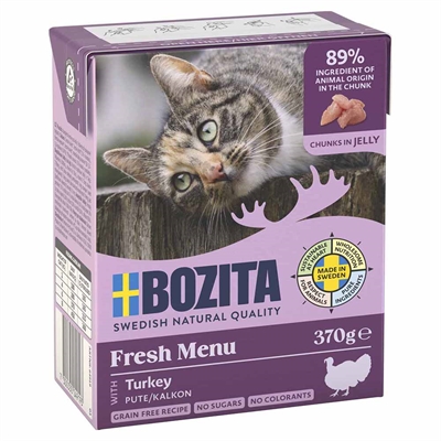 BOZITA Kattmat Bitar I Gelé Med 100% Färsk Kalkon