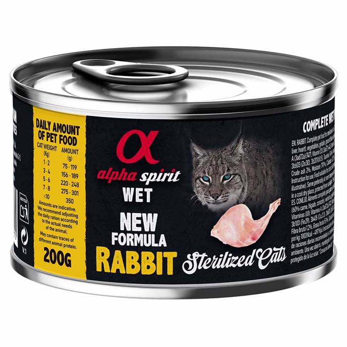 Alpha Spirit Våtfoder För Katt Sterilized Cats Rabbit 200g