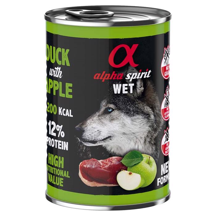Alpha Spirit Wet Duck & Green Apple Våtfoder för Hund 400g