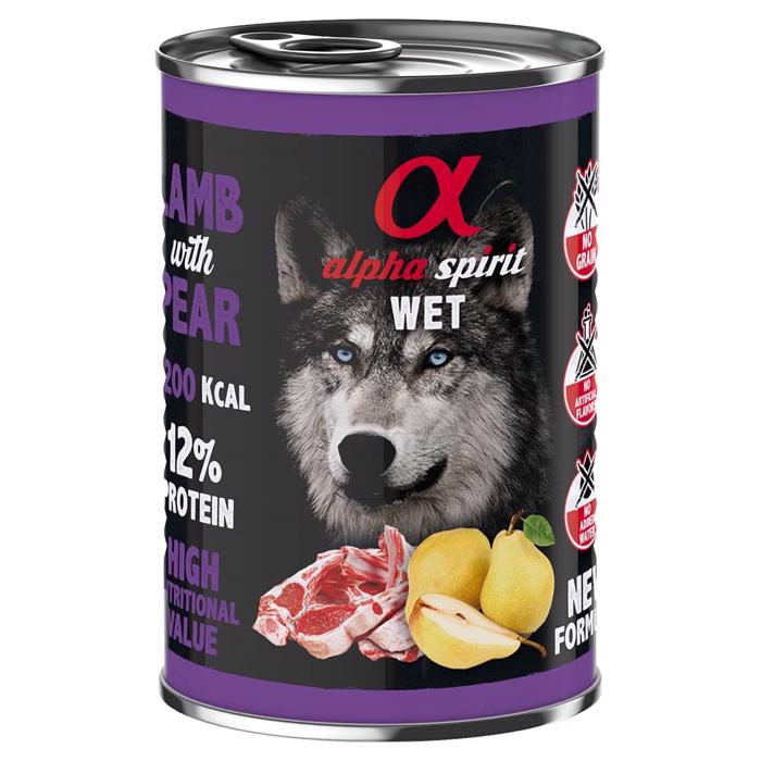 Alpha Spirit Wet Lamb & Pear Våtfoder för Hund 400g