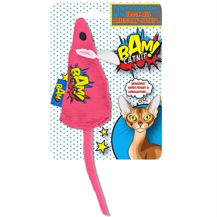 BAM Catnip Pink Mouse Festligt Kattleksak Med Kattmynta