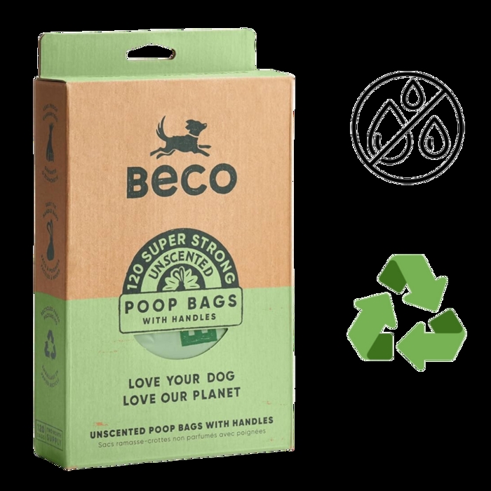 BECO Super Strong Poop Bags With Handle UTAN Doft med Handtag 120 st