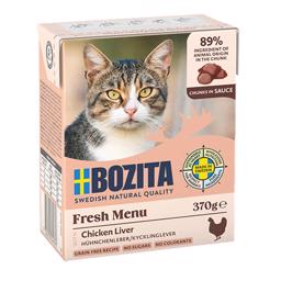 BOZITA Cat Food Bites in Gravy FÄRSK MENY 89% kycklinglever 