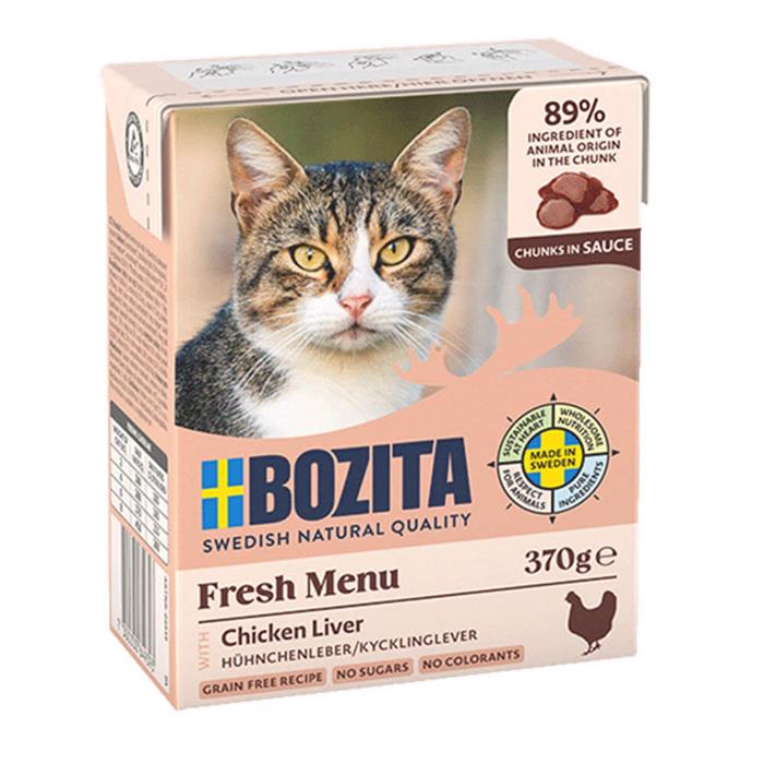 BOZITA Cat Food Bites in Gravy FÄRSK MENY 89% kycklinglever 