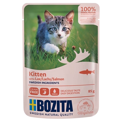 Bozita Feline Bitar i Sås För Kattunge med Lax 85g