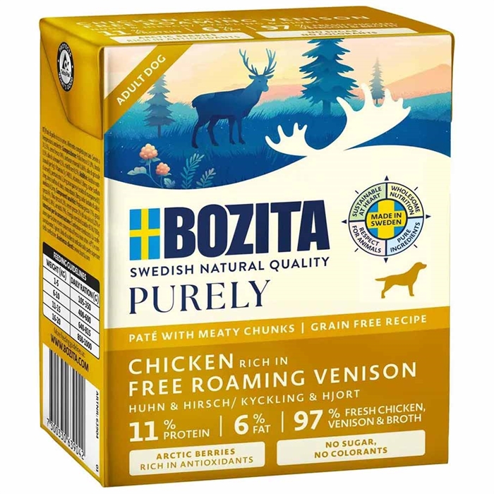 Bozita Purely Adult Dog Pate med Kyckling & Viltkött Köttbitar 370g