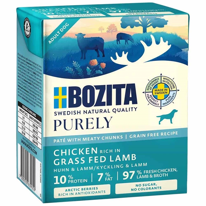Bozita Purely Adult Dog Pate med bitar av kyckling & lamm 370g