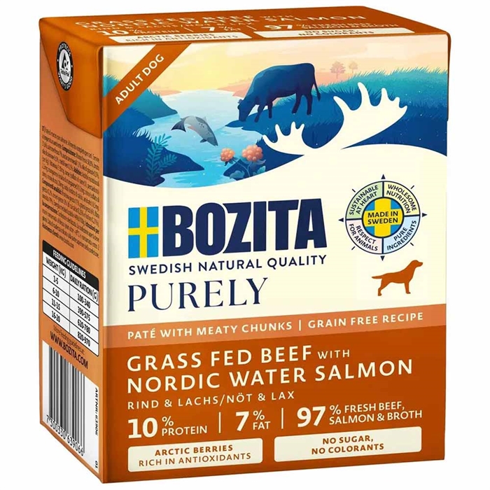 Bozita Purely Adult Dog Pate med nötkött & laxbitar 370g