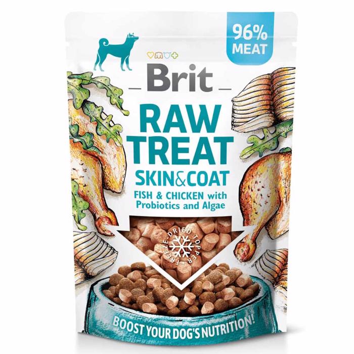 Brit Raw Treat Skin & Coat med Fisk, Kyckling, Probiotika & Alger 40g