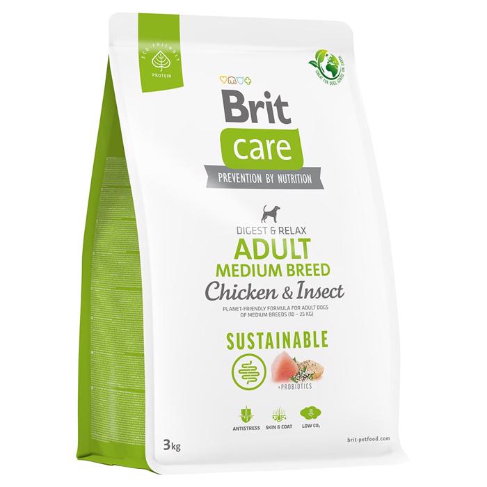 Hundfoder BRIT Care Sustainable Adult Medium Breed med kyckling och insekter