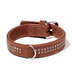 Nordic Design Läderhalsband Med Diamanter Brun