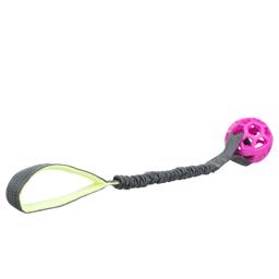 Trixie Bungee Chews Ball Throwing Rib With Pink Ball Grey Rope