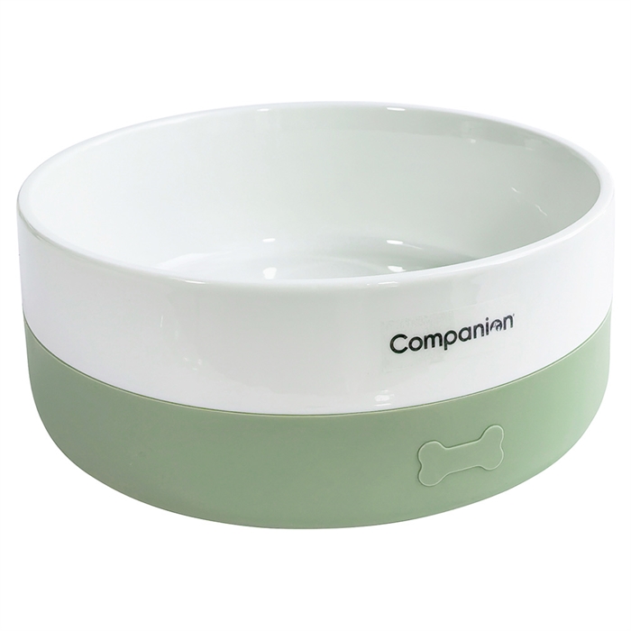 Companion keramisk hundskål med silikonbas lav Granite Green