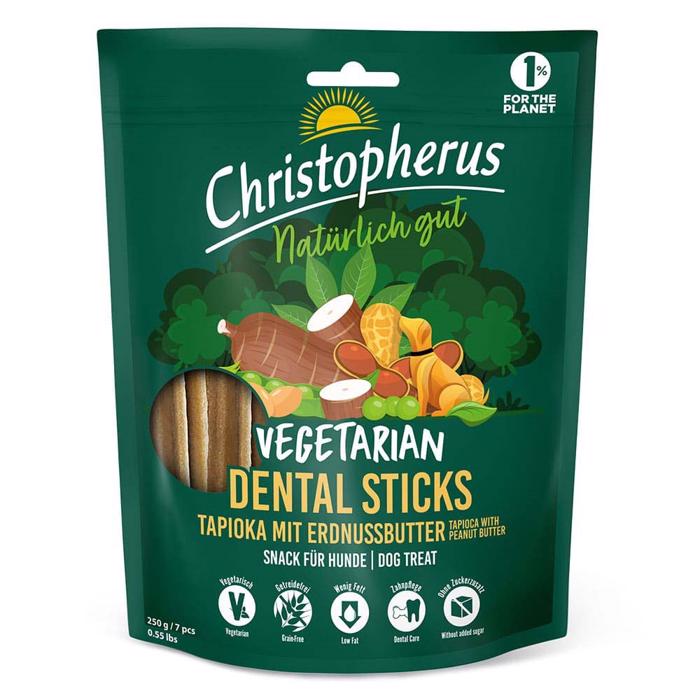 Christopherus Vegetarian Dental Sticks Tapioka och jordnötssmör 250g