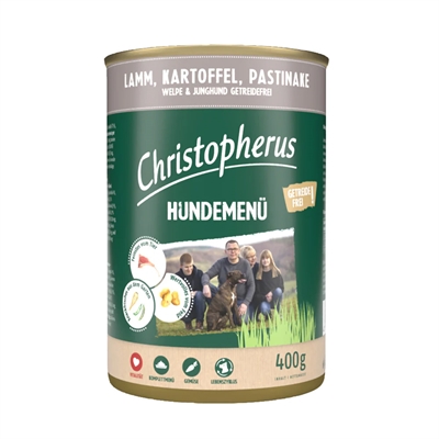 Christopherus Hundemenü Våtfoder för valp & juniorhund med lamm 400g