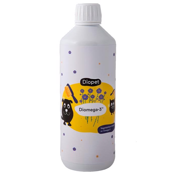 Diopet Diomega-3 fodertillskott för hunden Kallpressad linfröolja 500 ml