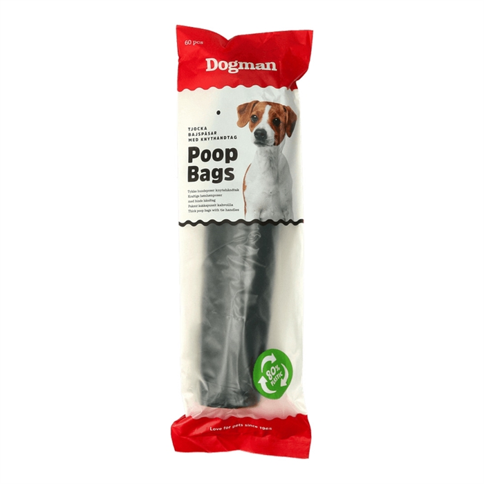 Dogman Hundbajspåsar med Handtag SVART 60 st
