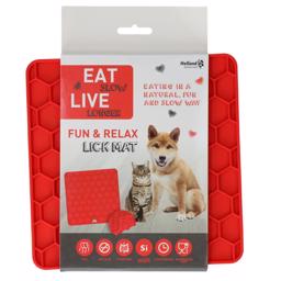 Eat Slow Live Longer Fun & Relax Lick Mat Slickmatta Med Piggar Röd