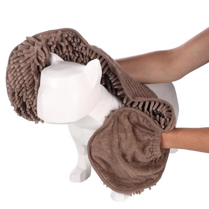 Flamingo Microfiber Rapid Dry Handduk Hundhandduk Taupe Brun