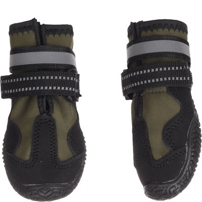 Hundskor Modell GLEA Armégröna Med Halkfri Sula & Reflex