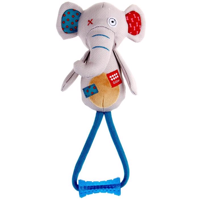 GiGwi Plysch Friendz Elephant Dog Toy med rep och handtag
