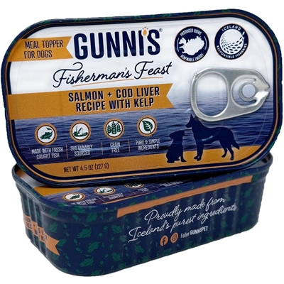 Gunni's Fisherman's Feast Dog Topping med Isländsk Lax & Torsklever 127g