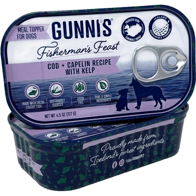 Gunni's Fisherman's Feast Dog Topping med Isländsk Torsk & Lodda 127g