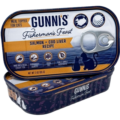 Gunni's Fisherman's Feast Cat Topping med Isländsk Lax & Torsklever 85g