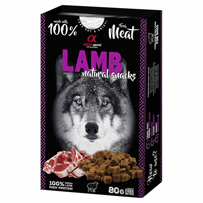 Alpha Spirit Hundgodis av 100% Färskt Kött LAMB 80g