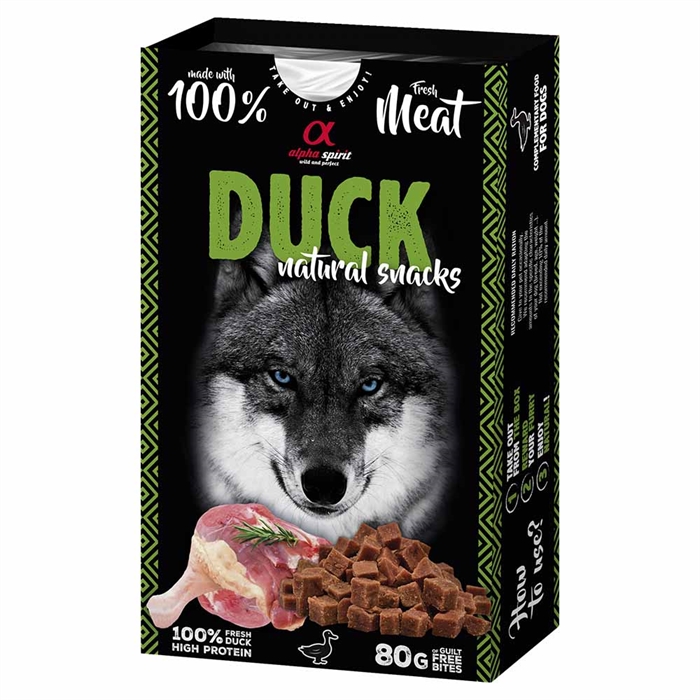 Alpha Spirit Hundgodis av 100 % färskt kött ANKA 80 g