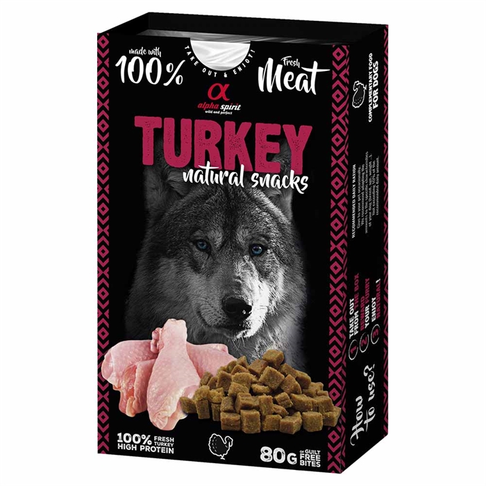 Alpha Spirit Hundgodis 100% Färskt KALKONKött 80g