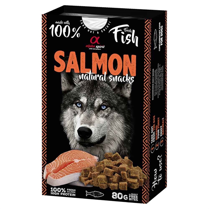 Alpha Spirit hundgodis av 100 % färskt kött LAX 80 g